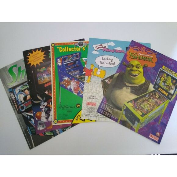 Pinball FLYERS Lot of 5 Games Shadow Space Jam Slugfest The Simpsons Shrek #43 - Picture 3 of 3